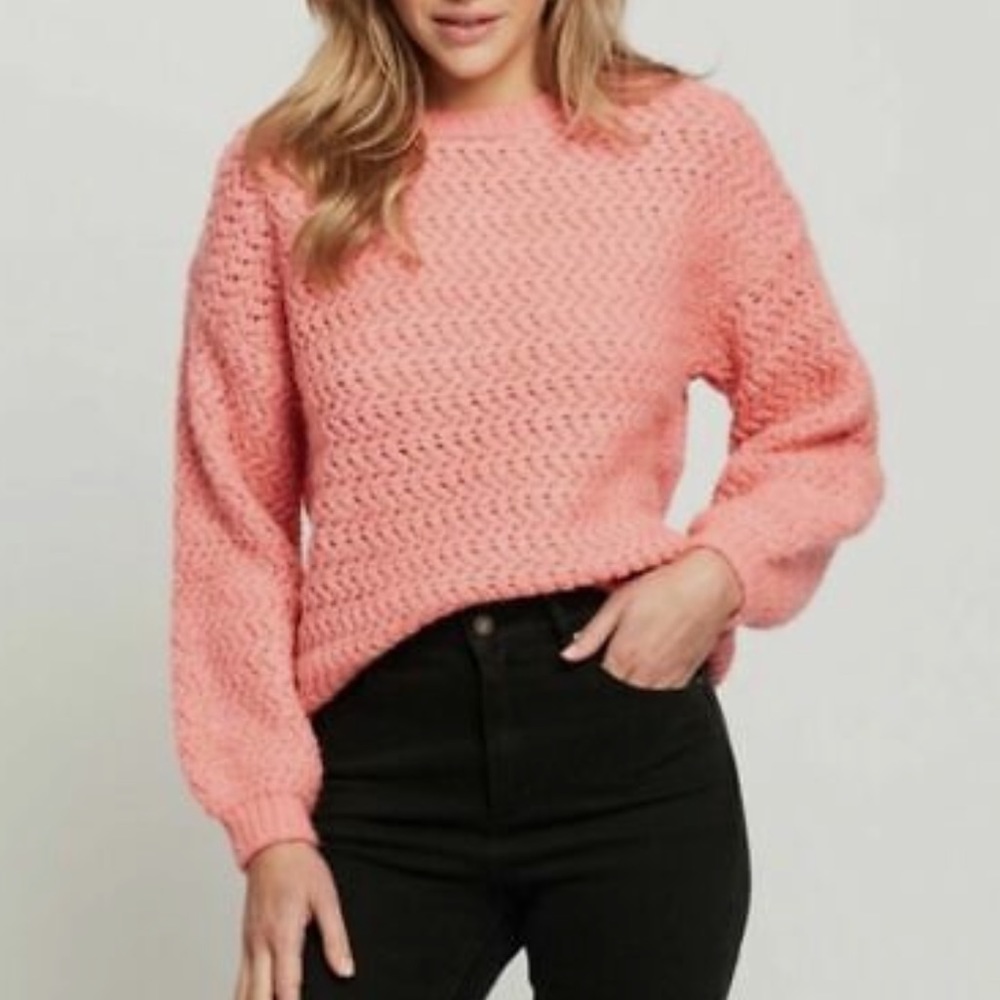 Vero Moda Womens Freja Crewneck Balloon Sleeve Pullover Sweater medium